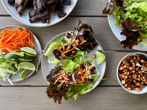 Grilled Short Rib Lettuce Cups with Spicy Peanuts