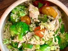 Orzo Salad With Shredded Chicken Roasted Tomatoes And Broccoli Recipe Megan Mitchell Food Network Be the first to review this recipe. orzo salad with shredded chicken