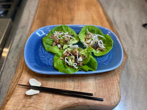 Ground Pork, Water Chestnuts and Crispy Noodle Lettuce Cups