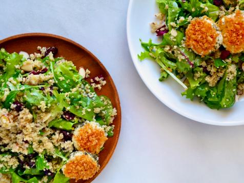 Quinoa Salad with Baked Goat Cheese Rounds