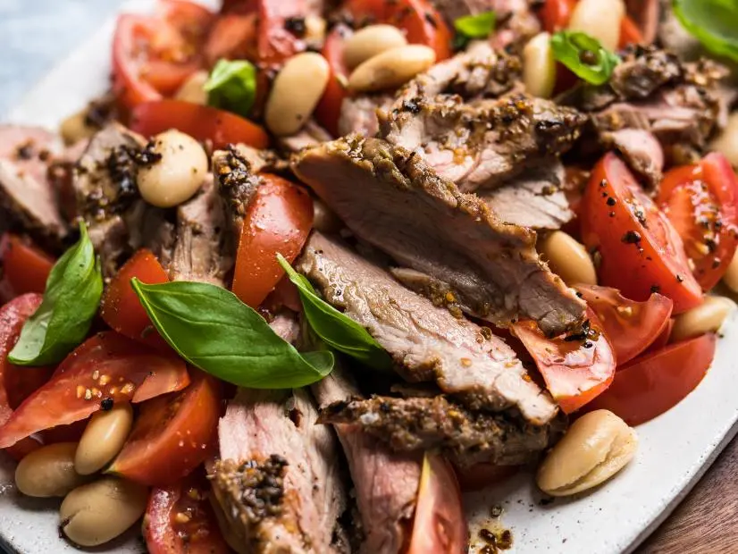 Spicecrusted Lamb with White Bean & Tomato Salad Recipe Donal Skehan