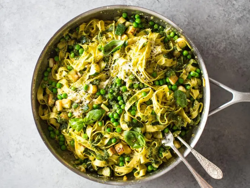 Super Green Pesto Pasta Recipe Donal Skehan Food Network