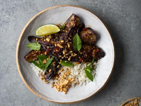 Thai-Style Roast Eggplant with Mint and Jasmine Rice
