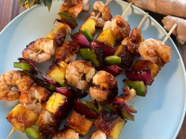 Spicy Pineapple Glazed Shrimp Kebabs