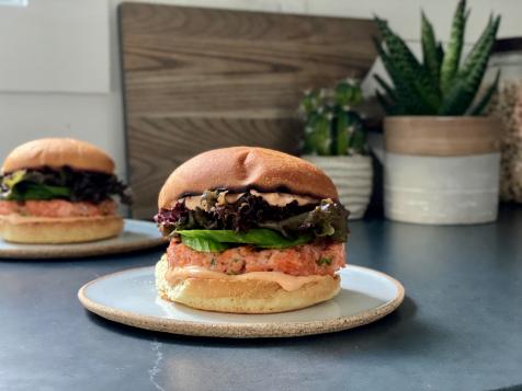 Salmon Burgers with Sriracha-Sesame Mayo