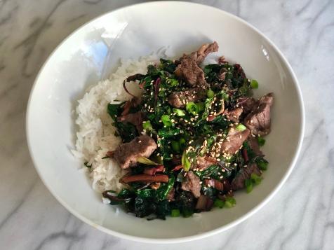 Teriyaki Steak and Rainbow Chard Stir-Fry