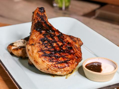 Hoisin-Glazed Pork Chops with Dijon Dipping Sauce
