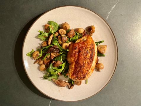 Crispy-Skin Chicken Breasts with Warm Mushroom Salad