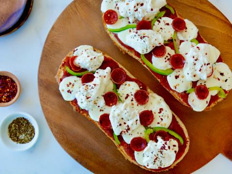 French Bread Pizzas with Burrata