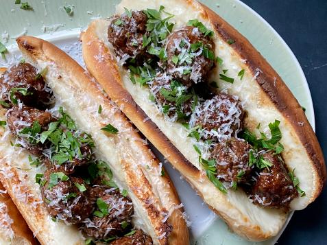 Balsamic-Glazed Turkey Meatball Subs with Provolone