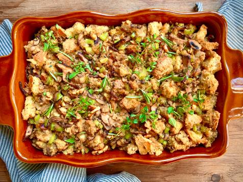 Vegan Sourdough Stuffing with Wild Mushrooms and Walnuts