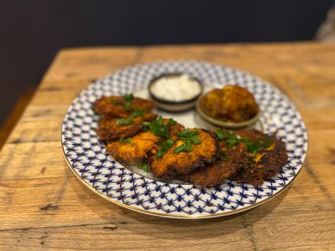 Sweet Potato and Parsnip Latkes with Chunky Five-Spice Applesauce