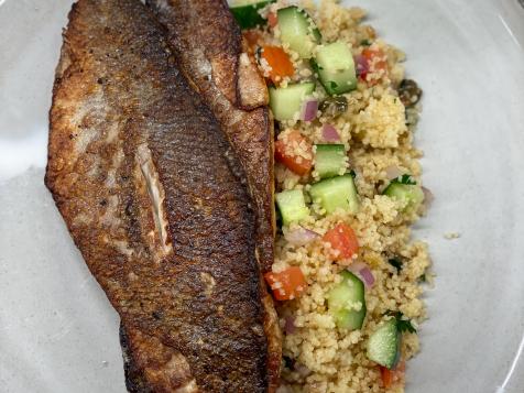 Pan-Seared Bass with Warm Couscous Salad
