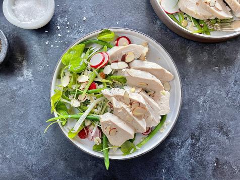 Almond-Poached Chicken with Brown Rice and Green Bean Salad