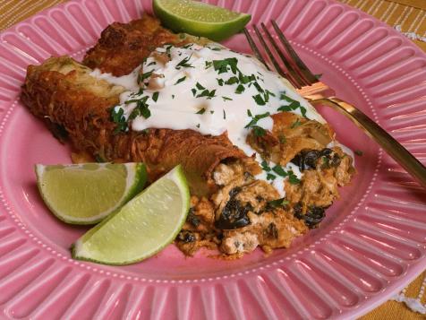Spinach Mushroom Cashew Enchiladas