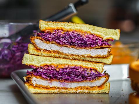 Gochujang Pork Cutlet Sandwiches with Purple Slaw