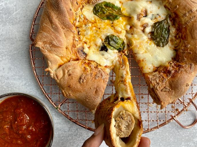 Meatball StuffedCrust Pizza Dippers Recipe Vallery Lomas Food Network