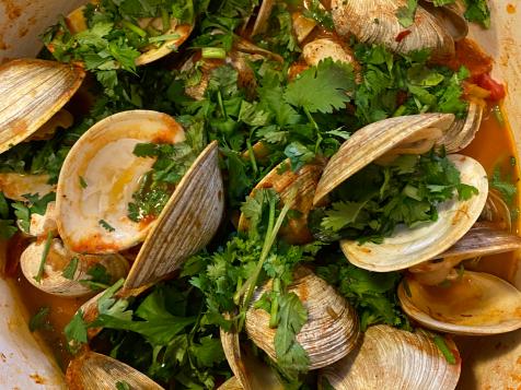 Steamed Clams with Smoky Harissa-Cumin Tomato Sauce