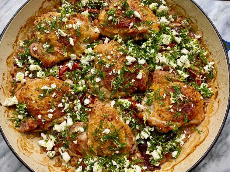 OnePot Mediterranean Chicken and Farro Recipe Food Network Kitchen