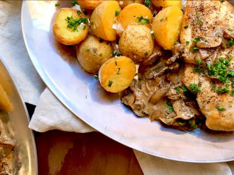 Chicken Diane with Crispy Roasted Potatoes