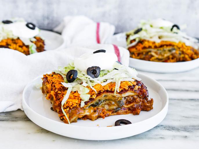 Enchilada Lasagna Bake Recipe Elena Besser Food Network