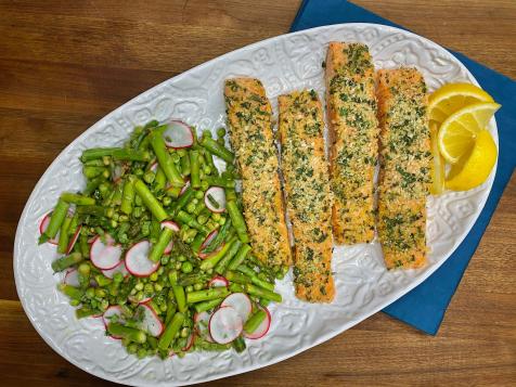 Mustard-and-Herb-Crusted Salmon with Warm Asparagus Salad