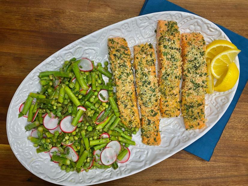 MustardandHerbCrusted Salmon with Warm Asparagus Salad Recipe Food