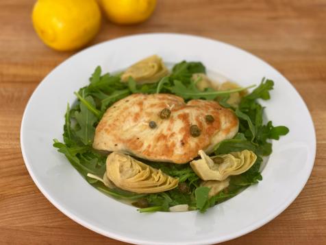 Lemon Chicken with Artichokes, Capers and Arugula