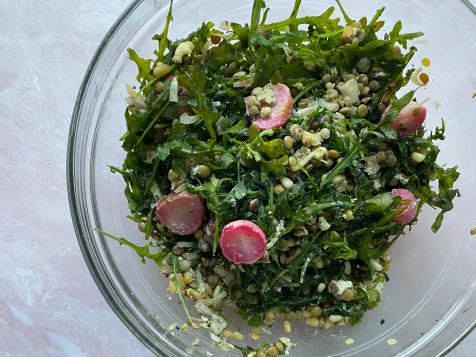 French Lentil Salad with Goat Cheese and Roasted Radishes
