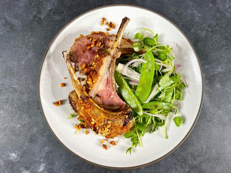 Red Curry Rack of Lamb with Warm Pea Salad