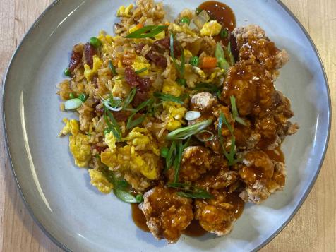 Orange Chicken with Chinese Sausage Fried Rice