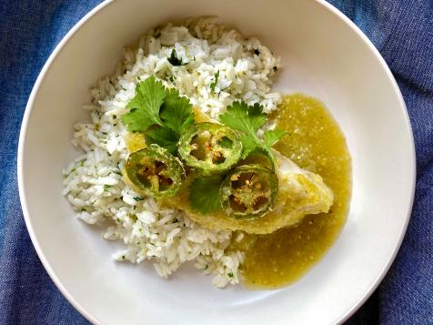 Tomatillo-Poached Fish with Cilantro Lime Rice