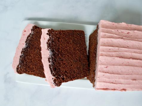 Chocolate Pound Cake with Strawberry Frosting