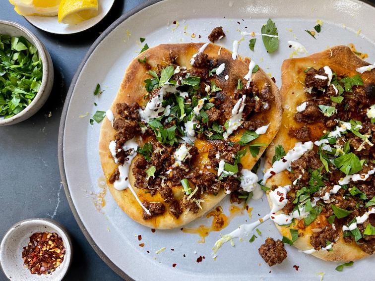 Spiced Beef Flatbreads with Yogurt and Herbs Recipe Justin Chapple