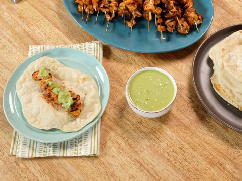Meal Prep Chicken Skewers with Olive, Cucumber and Herb Yogurt Sauce