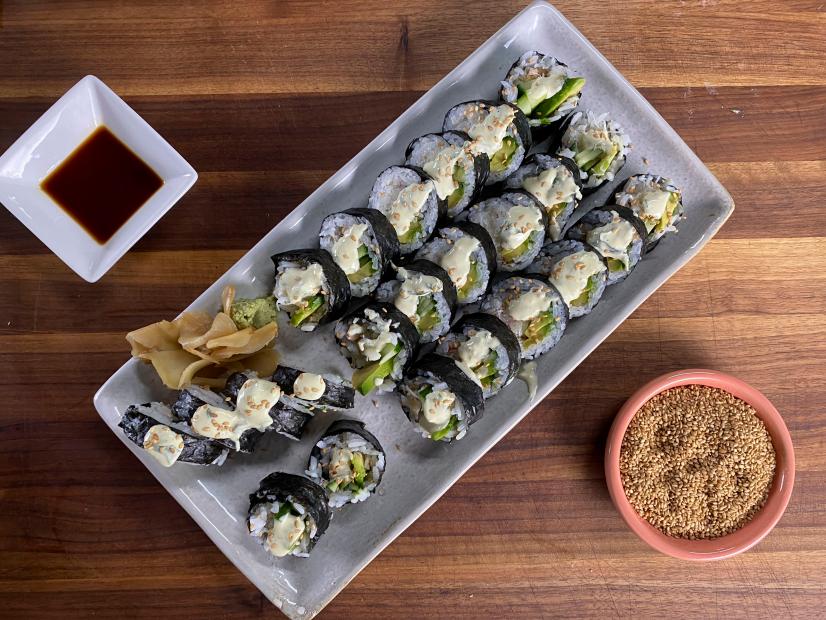 Kate Koo makes Dungeness Crab Roll (Futomaki) with Shiso Mayo, as seen on her course, Sushi Making at Home, on Food Network Kitchen.