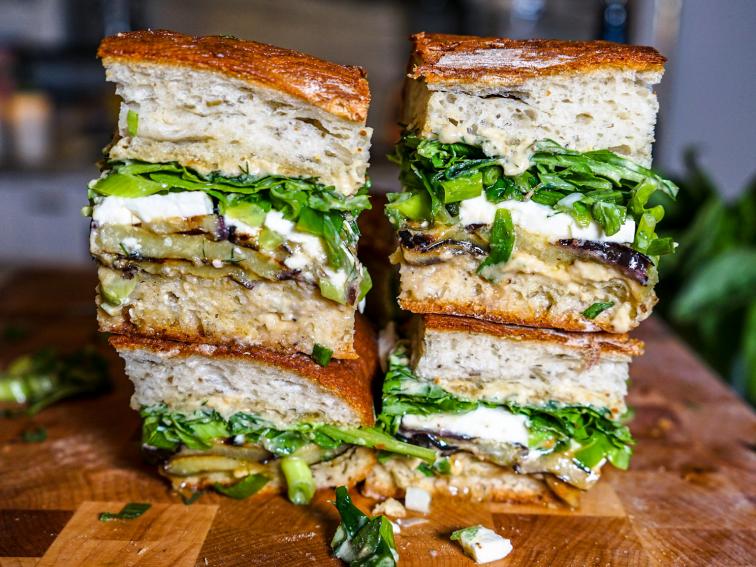 Grilled Eggplant Sandwiches Recipe Elena Besser Food Network