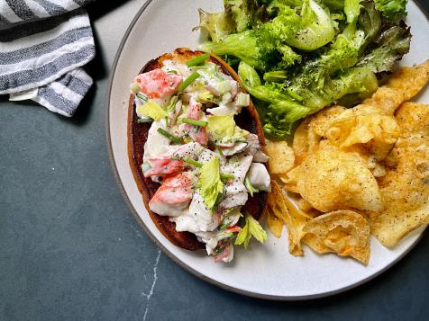 Lemony "Crab" Rolls with Mesclun Salad and Old Bay Potato Chips