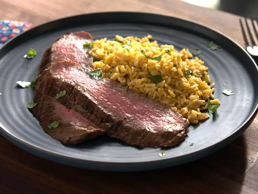 Marinated Flank Steak with Coconut Curry Rice as seen on Valerie's Home Cooking, DTC 03.