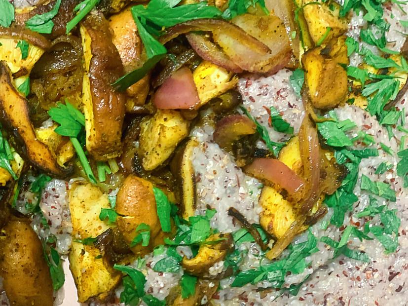 Vegan Grits with Coconut Milk and Mushrooms Recipe JJ Johnson Food