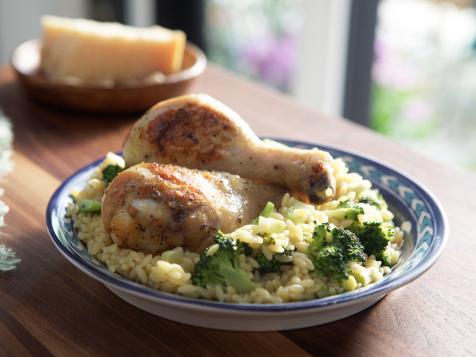 Chicken Drumsticks with Broccoli Orzo