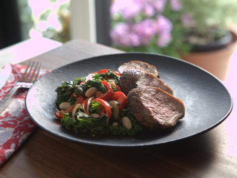 Pork Tenderloin with White Beans and Kale