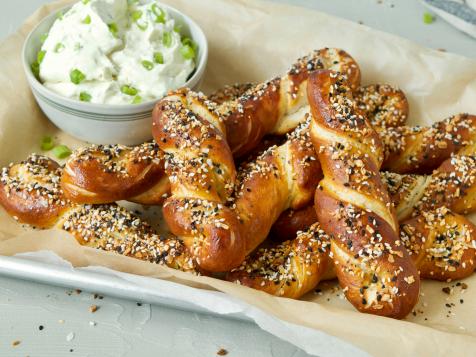 Everything Bagel Pretzel Twists with Scallion Cream Cheese Dip
