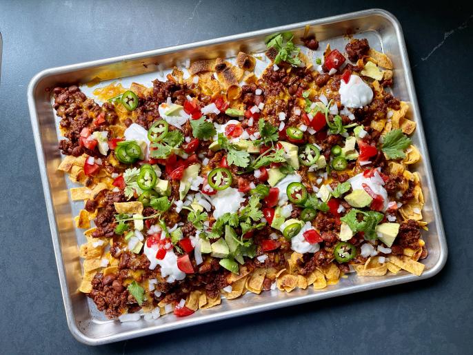 Sheet Pan Frito Pie Recipe Justin Chapple Food Network