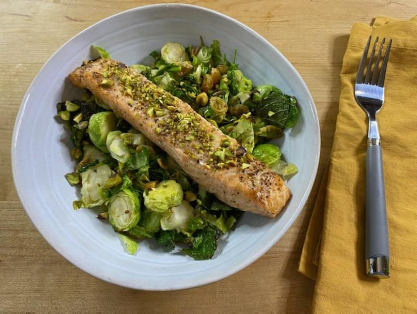 Air Fryer Salmon and Brussels Sprouts for Two Recipe Food Network