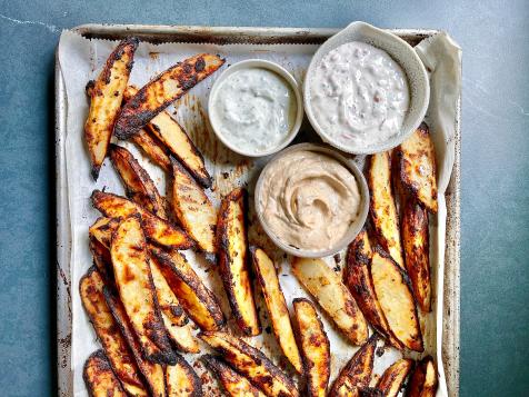 Ranch Potato Wedges with Three Dips