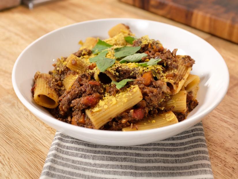 Megan Hysaw makes Mushroom Bolognese, as seen on Vegan 101 with Megan Hysaw on Food Network Kitchen.