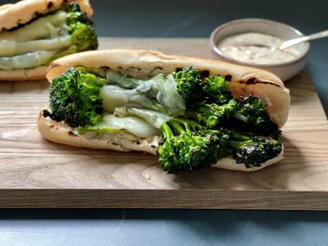 Broccolini and Provolone Grinders with Hot Pepper Mayo