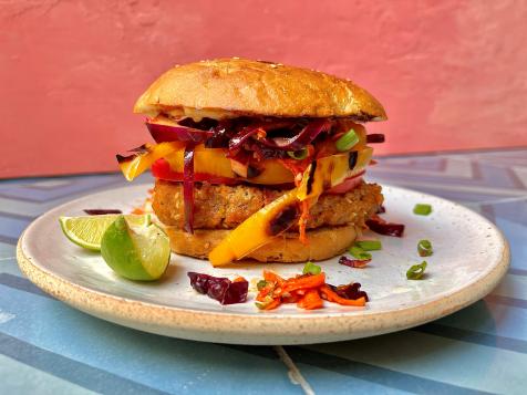 Spicy Pork Burgers with Gochujang Slaw