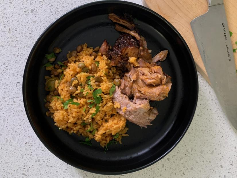 Yia Medina makes Pernil Arroz con Gandules, as seen on her Puerto Rican Cooking Course on Food Network Kitchen.